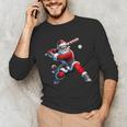 Santa Playing Baseball Men Boys Christmas Baseball Player Unisex Long Sleeve T-Shirt