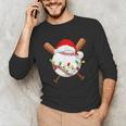 Santa Sports For Men Boys Christmas Baseball Player Unisex Long Sleeve T-Shirt