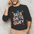 SEIS Siete Guey Baseball Drip Mexico Spanish 67 Slang Boys Unisex Long Sleeve T-Shirt