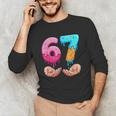 Six Seven 6-7 Baseball Ice Cream Drip 67 Meme Hands Unisex Long Sleeve T-Shirt Six Seven 6-7 Baseball Ice Cream Drip 67 Meme Hands Unisex Long Sleeve T-Shirt