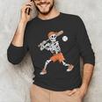 Skeleton Batting Baseball Halloween Unisex Long Sleeve T-Shirt Skeleton Batting Baseball Halloween Unisex Long Sleeve T-Shirt