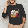 Smiling Baseball Popcorn And Hot-Dog Cartoon Apparel Unisex Long Sleeve T-Shirt Smiling Baseball Popcorn And Hot-Dog Cartoon Apparel Unisex Long Sleeve T-Shirt