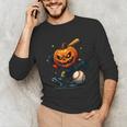 Spooky Halloween Scary Pumpkin Baseball Player Witchy Vibes Unisex Long Sleeve T-Shirt Spooky Halloween Scary Pumpkin Baseball Player Witchy Vibes Unisex Long Sleeve T-Shirt