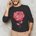 Sporty Rose Graphic With Baseball And Rugby Ball Petals Unisex Long Sleeve T-Shirt