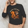 Squirell Baseball Catcher Player Joke Tee Protect Your Nuts Unisex Long Sleeve T-Shirt