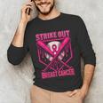 Strike Out Breast Cancer Baseball Ice Cream Drip Unisex Long Sleeve T-Shirt