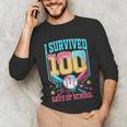 I Survived 100 Days Of School Baseball Drip Students Teacher Unisex Long Sleeve T-Shirt