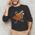 Turkey Baseball Thanksgiving Sports Humor Men Boy Kids Unisex Long Sleeve T-Shirt