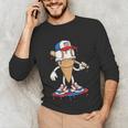 USA Patriotic Baseball Ice Cream Cone Freedom Unisex Long Sleeve T-Shirt USA Patriotic Baseball Ice Cream Cone Freedom Unisex Long Sleeve T-Shirt