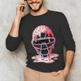 Valentine Baseball Catcher Mask Ice Cream Drip Tee For Boys Unisex Long Sleeve T-Shirt