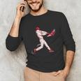 Valentines Day Baseball Batter Silhouette Heart For Men Boys Unisex Long Sleeve T-Shirt