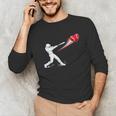 Valentines Day Baseball Batter Silhouette Heart Unisex Long Sleeve T-Shirt Valentines Day Baseball Batter Silhouette Heart Unisex Long Sleeve T-Shirt