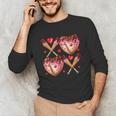Valentines Day Drip Heart Baseball XOXO Boys Kids Men Sport Unisex Long Sleeve T-Shirt