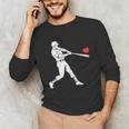 Valentines US Baseball Player Silhouette Heart Unisex Long Sleeve T-Shirt