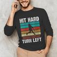 Women's Retro Hit Hard Run Fast Turn Left Baseball Lover Unisex Long Sleeve T-Shirt Women's Retro Hit Hard Run Fast Turn Left Baseball Lover Unisex Long Sleeve T-Shirt