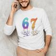67 Meme Baseball Kids Girls Humor Number 6 7 Unisex Long Sleeve T-Shirt