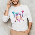 Baseball Drip I Was 6 Now I'm 7 67 Meme 7th Birthday Unisex Long Sleeve T-Shirt