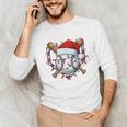 Christmas Baseball Santa Hat For Baseball Players Fans Unisex Long Sleeve T-Shirt
