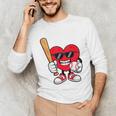 Heart Playing Baseball Valentines Day Unisex Long Sleeve T-Shirt
