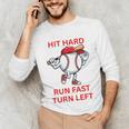 Hit Hard Run Fast Turn Left Baseball Player Premium Tri-Blend Unisex Long Sleeve T-Shirt