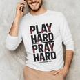 Play Hard Pray Hard Youth Boy Christian Baseball Jesus Unisex Long Sleeve T-Shirt Play Hard Pray Hard Youth Boy Christian Baseball Jesus Unisex Long Sleeve T-Shirt