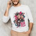 Punk Girl With Anger Kanji And Baseball Bat Unisex Long Sleeve T-Shirt