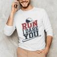 Run I Dare You Baseball Catcher Player Fan Unisex Long Sleeve T-Shirt Run I Dare You Baseball Catcher Player Fan Unisex Long Sleeve T-Shirt