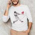 Valentines Baseball Batter Heart Player Silhouette Premium Tri-Blend Unisex Long Sleeve T-Shirt