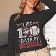 100 Days Of School Dabbing Baseball Hit Student Kids Boys Unisex Long Sleeve T-Shirt