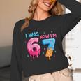 I Was 6 Now I'm 7 Meme Six Seven Baseball 7th Birthday Unisex Long Sleeve T-Shirt