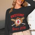 8 Year Old Boys Awesome Since 2018 Baseball Birthday Unisex Long Sleeve T-Shirt