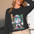 Baseball Character Cartoon Batter Drip Style Women Men Unisex Long Sleeve T-Shirt Baseball Character Cartoon Batter Drip Style Women Men Unisex Long Sleeve T-Shirt