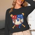 Baseball Drip American Flag Home Plate 4th Of July Patriotic Unisex Long Sleeve T-Shirt