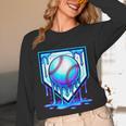 Baseball Drip Ice Cream Blue Glow Melt Ball Graphic Unisex Long Sleeve T-Shirt