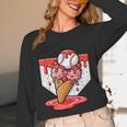 Baseball Ice Cream Drip Baseball Strawberry For Youth Red Unisex Long Sleeve T-Shirt
