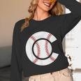 Baseball Sport Player Graphic Monogram Initial Letter C Unisex Long Sleeve T-Shirt