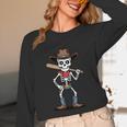 Cowboy Skeleton Baseball Halloween Graphic Unisex Long Sleeve T-Shirt