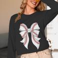 Cute Baseball Coquette Bow For Women Girls Baseball Mama Mom Unisex Long Sleeve T-Shirt