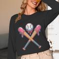 Dripping Pink Baseball Crossed Bats Summer Unisex Long Sleeve T-Shirt Dripping Pink Baseball Crossed Bats Summer Unisex Long Sleeve T-Shirt