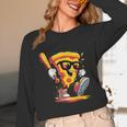 Drippy Pizza Baseball Slice Cartoon Sports Food Unisex Long Sleeve T-Shirt