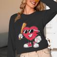 Heart Play Baseball Valentine's Day Teens Boys Girls Kids Unisex Long Sleeve T-Shirt