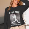 I Hit 100 Days Of School Baseball Player 100th Day Boys Kids Unisex Long Sleeve T-Shirt
