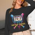 HUGvyn 100 Drippy Days Of School Baseball Ice Cream 100 Days Unisex Long Sleeve T-Shirt