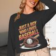 Just A Boy Who Loves Baseball Player Kids Unisex Long Sleeve T-Shirt