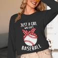 Just A Girl Who Loves Baseball Cute Retro Baseball Lover Unisex Long Sleeve T-Shirt