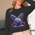 Neon Dripping Baseball And Bats Colorful Sports Art Unisex Long Sleeve T-Shirt Neon Dripping Baseball And Bats Colorful Sports Art Unisex Long Sleeve T-Shirt