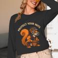Squirell Baseball Catcher Player Joke Tee Protect Your Nuts Unisex Long Sleeve T-Shirt