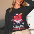 Stealing Hearts And Bases Baseball Player Valentine's Day Unisex Long Sleeve T-Shirt