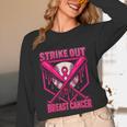Strike Out Breast Cancer Baseball Ice Cream Drip Unisex Long Sleeve T-Shirt