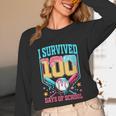 I Survived 100 Days Of School Baseball Drip Students Teacher Unisex Long Sleeve T-Shirt